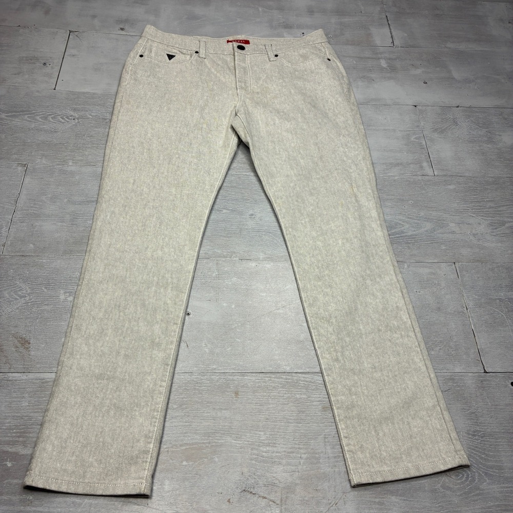 Guess Los Angeles Jeans Mens 36x32 Gray Slim Straight Acid Wash X71A113022R